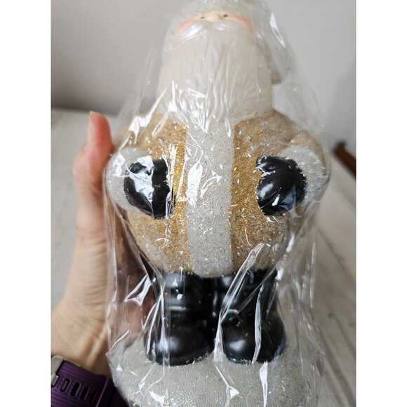 Pottery Barn beaded Santa candle unique large gold decor Xmas - Picture 8 of 9